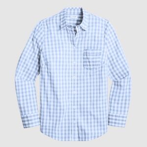 J. Crew Factory Light Blue Gingham Cotton Poplin Shirt Signature Fit Size M NWT